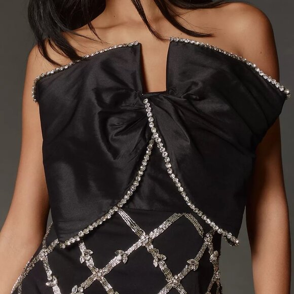 NWT Anthropologie Maeve Strapless Bow Sequin Mini Dress - Picture 3 of 9